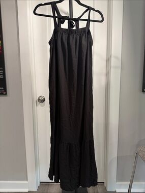 Old Navy Black Maxi Sundress with Tie Straps